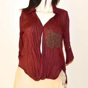 NEW BLVD Two-Tone Sheer Blouse